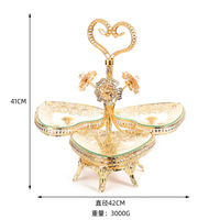 Nouveau Style européen décoration de fruits frais sculpture dorée Snack plateau de service assiette plateau de fruits secs pour la décoration intérieure