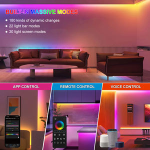 Strip LED RGBIC X7 Aipin Warna-warni dengan Kontrol Musik Spektrum, Zigbee, Wifi, Bluetooth, 2812B COB Pixel Addressable RGB IC Strip, Pengontrol SPI - Product Image 2