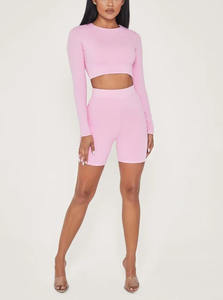 OEM Confortevole Stretto Allenamento Shirt Maglie A Manica Lunga <span class=keywords><strong>Donna</strong></span> Casual Traspirante di Fitness Sport Palestra Top <span class=keywords><strong>Pantaloncini</strong></span> Biker - Product Image 5