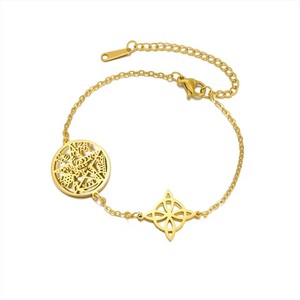 Collier et bracelet mystiques nœud de la Sorcière Sceau de <span class=keywords><strong>Salomon</strong></span> en acier inoxydable plaqué or véritable 18 carats, bijoux inaltérables - Product Image 6