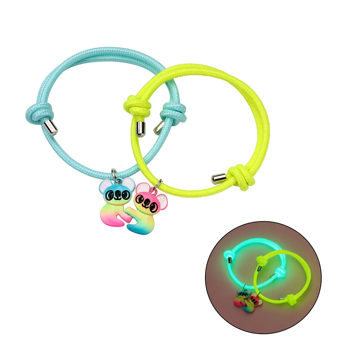 Dia dos Namorados Ímã Presente Koala Urso Charme Pingente Casal Pulseira Brilho no Escuro Corda Luminosa BFF Pulseira para Mulheres Homens