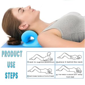 Oreiller de traction cervicale <span class=keywords><strong>en</strong></span> forme de C, étireur cervical pour soulager les douleurs au cou, <span class=keywords><strong>correcteur</strong></span> de posture ergonomique <span class=keywords><strong>en</strong></span> mousse à mémoire de forme pour usage domestique - Product Image 2