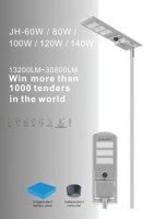 Lampadaire solaire tout-en-un à LED haute luminosité avec panneau solaire intégré, étanche IP65 pour usage en jardin et sur route, certifié CE/CB/ISO