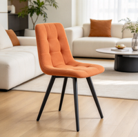 Chaise de salle à manger rembourrée en velours à faible MOQ, esthétique basique élégante, pour showroom de meubles économiques, chaise latérale en tissu matelassé quadrillé