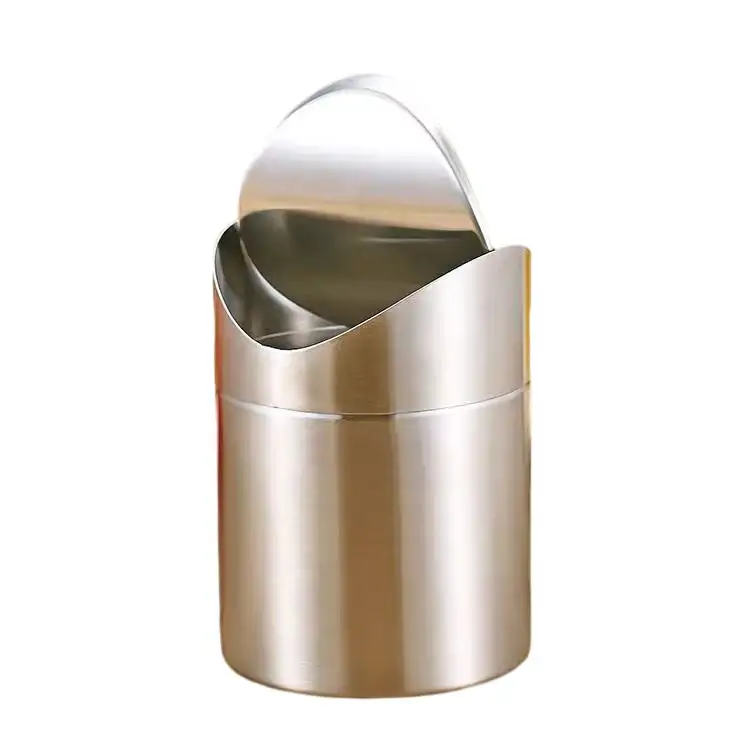 Stainless Steel Desktop Small Tube Color Ashtray Fashion Creative Storage Bucket Trash Cans Can Flip Cover Office Car Mini