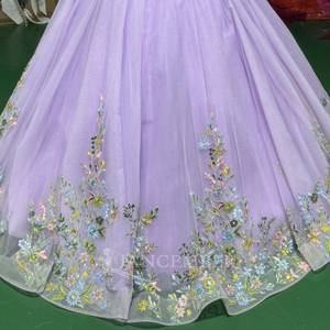 Vestido de Novia Morado Jancember XS250, Vestido de Novia con Flores, Vestido de Fiesta Lavanda, Vestido de Novia con Cuentas, Vestido para Boda en Jardín - Product Image 6