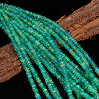 Perles Rondelles Lisses en Opale Éthiopienne Vert Éclatant 3-5mm, Perles d'Opale de Feu Welo Naturelles, Fil de 16 Pouces, Pierre Précieuse Naturelle pour Bijoux