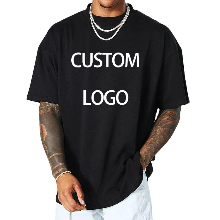 Custom Hoge Kwaliteit Mannen Mock Hals Plus Size T-Shirt 100% Katoen Zwaargewicht Luxe Drop Shoulder Blanco T-Shirt Voor Mannen