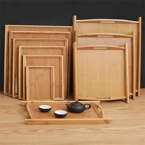 Plateau rectangulaire en bambou avec poignées pour servir le thé, accessoire de table basse d'hôtel, ensemble de thé Kung Fu - Product Image 1