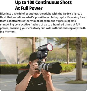 Flash para Cámara <span class=keywords><strong>Godox</strong></span> <span class=keywords><strong>V1</strong></span> Pro C V1Pro-C, 76 Ws, 2.4 G, TTL, 1/8000 HSS, 500 Destellos de Potencia Completa, Tiempo de Reciclaje de 1.3 s, Batería de Iones de Litio de 2980 mAh - Product Image 2