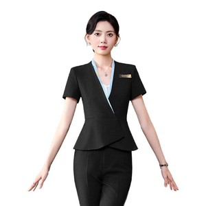 Women's Short Sleeve Suit Set Summer Professional Uniform Breathable Polyester Formal Wear For Jewelry Store Beauty Salon - Product Image 5