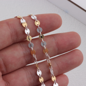 Chaîne à maillons circulaires <span class=keywords><strong>en</strong></span> or 14 carats + <span class=keywords><strong>argent</strong></span> S925 pour la fabrication de colliers et de bracelets permanents <span class=keywords><strong>en</strong></span> DIY, accessoires de bijouterie - Product Image 3