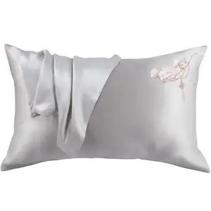 Fornecedor de fronha de seda atraente fronha de cama ajustável de cetim conjunto padrão 2 fronhas de luxo