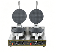 Machine à gaufres et cornets de crème glacée professionnelle à double tête en acier inoxydable avec contrôle de température pour les snack-bars