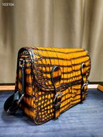 Exotique de haute qualité hommes véritable patine Nil crocodile cuir Messenger sac de luxe vraie peau sac à bandoulière