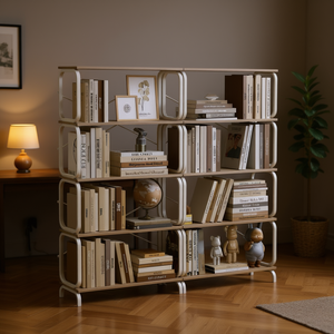 Estantería Industrial Vintage de 5 Niveles con Marco de Metal Blanco, Librería Abierta para Hogar, Oficina, Sala de Estar - Product Image 2