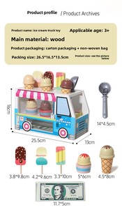 2025 nouveau produit enfants semblant jouer épicerie nourriture <span class=keywords><strong>jouet</strong></span> <span class=keywords><strong>en</strong></span> <span class=keywords><strong>bois</strong></span> camion de crème glacée jouets pour Shopping et vente de crème glacée - Product Image 3