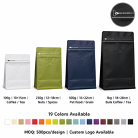 Kantong Kopi Custom Logo Grosir, Pouch Berdiri dengan Zipper Resealable dan Katup, Kemasan Ramah Lingkungan Food Grade