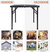 Table de camping pliable moderne en aluminium à 3 hauteurs réglables avec poignée de transport et filet de rangement pour pique-nique, barbecue et utilisation en intérieur