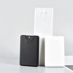 بولي بروبلين عالي الجودة البلاستيك جيب الحجم 20 مللي أبيض أسود واضح فارغة بطاقة الائتمان العطور زجاجة مع بخاخة برأس تعمل بالضغط