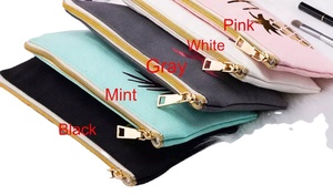 Sacs de maquillage et cosmétiques en toile de coton réutilisables, vierges, personnalisables avec logo imprimé, pour trousse de toilette avec fermeture éclair - Product Image 5