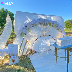 LEDA Suministros de Decoración para Bodas, Nuevo Arco Redondo Moderno para Exteriores, Fondo de Hierro Blanco para Colgar Flores - Product Image 3