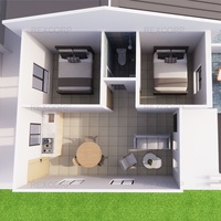 Casa Modular Semi-Independiente de 42 m², 2 Dormitorios, 1 Baño, Sistema de Hormigón con Estructura de Acero, Casa Prefabricada en Ecuador