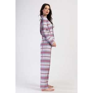 Ensemble de pyjama pour femmes XXL à manches longues avec boutons, chemise à col ovale et jupe - Vêtements de nuit - Product Image 3