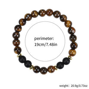 <span class=keywords><strong>Bracelet</strong></span> de guérison en perles de 8 mm avec améthyste, œil de tigre, pierres de cristal, perles rondes, bijoux, yoga et cadeau - Product Image 6