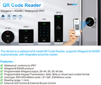 Lecteur de code QR pour contrôle d'accès extérieur 125KHz ID Card / 13.56Mhz IC Card avec lecteur de code-barres RS485 WG26 34