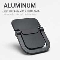 Support d'ordinateur portable invisible en alliage d'aluminium, pliable, adhésif, support pour ordinateur portable, à coller et à décoller, pour bureau, noir