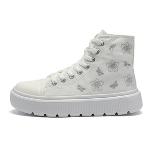 Chaussures montantes tendance en toile pour femme, semelle intermédiaire en EVA, semelle extérieure en caoutchouc, toutes saisons, grande taille, confort, doublure en coton, motif floral - Product Image 1