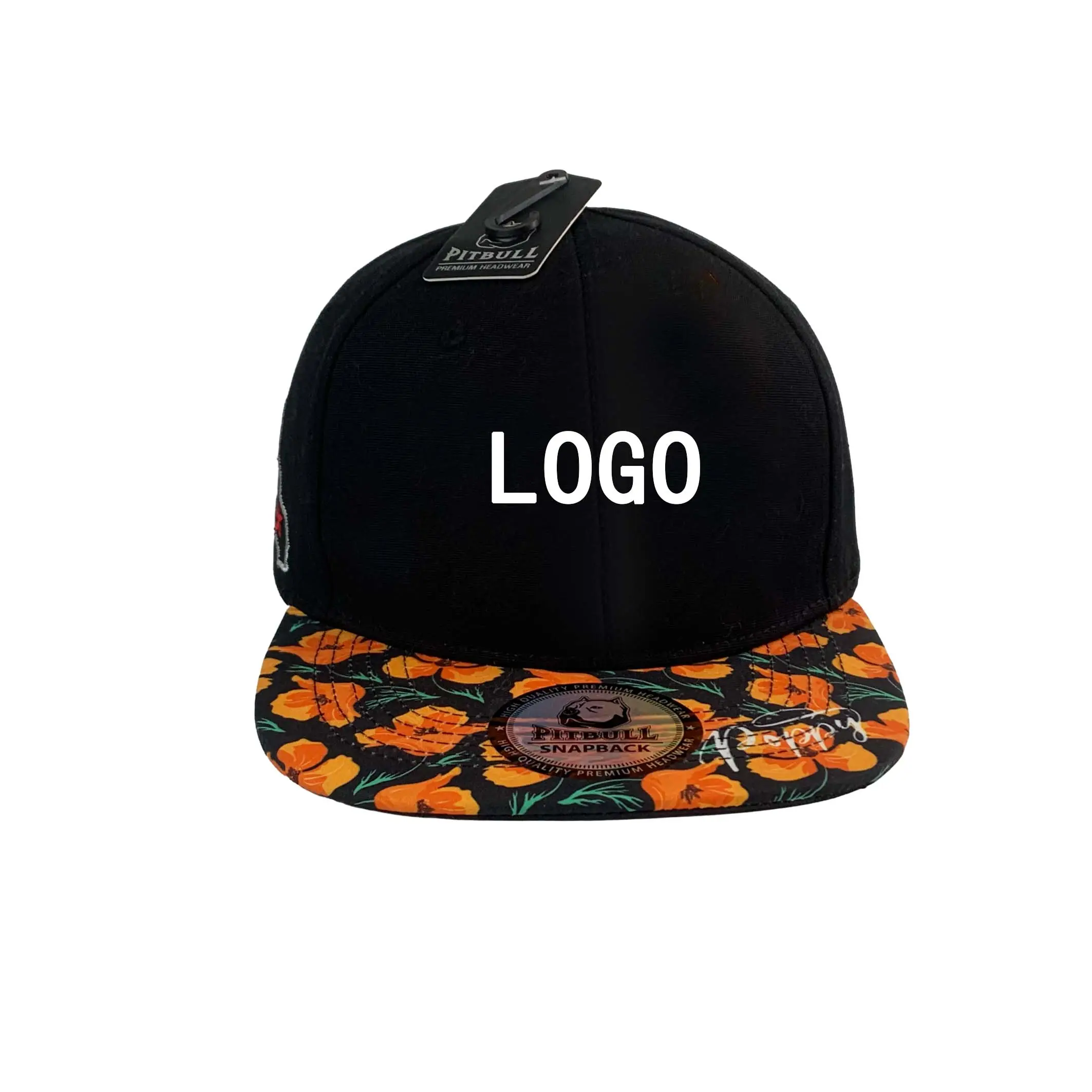 Moda hip hop hombres logotipo personalizado 6 paneles 100% algodón 3D bordado béisbol SnapBack sombrero SnapBack Bill gorras