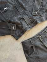 Ensemble de veste en jean respirante brodée sur mesure et pantalon en jean épais surdimensionné pour homme, style streetwear, collection automne