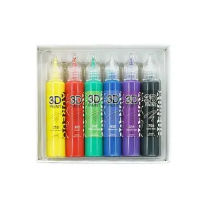 Aureuo 6 Kleuren 25Ml Klassieke Pak Creatieve Pen Vormige Buis Art Schilderen Kit 3D Acryl Verf