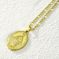 Offre Spéciale rétro acier inoxydable 18k plaqué or collier Maria pendentif collier hommes femmes mode bijoux Couple chandail chaîne
