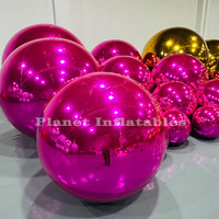 Ballon brillant décoration de fête de mariage sphère géante bleue boule de miroir gonflable réfléchissante en PVC