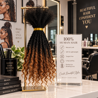 Extensions de dreadlocks 100% cheveux humains, faits à la main, avec pointes bouclées, pour tresses et torsades afro kinky