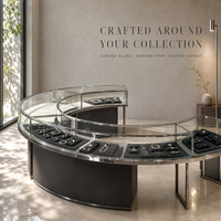 Vitrine de présentation de bijoux en acier inoxydable sur mesure avec éclairage LED, armoire écologique pour bijouterie, musée