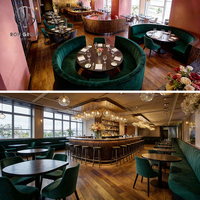 Ensemble de chaises et table en velours courbé pour café, salon de thé, restaurant, hôtel, mobilier de table en bois pour usage commercial