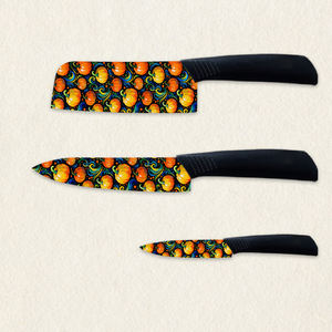 Juego de 3 Cuchillos de Lujo con Recubrimiento Cerámico y Mango de Plástico para Cocina Diaria, Ambidiestros y Aptos para Lavavajillas - Entrega Rápida - Product Image 1