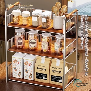 Modern Plastic Folding <b>Storage</b> <b>Rack</b> Rectangle Stackable Floor Standing Multifunctional <b>Kitchen</b> Organizer - Product Image 3