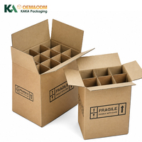 Maßgefertigte Kraft-Wellpappe-Versandbox mit Trennwänden ZERBRUCHFÄHRIG Vorsichtig Behandeln für Glasflaschen und E-Commerce von KAKA