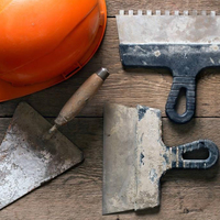 Truelle MSN en acier au carbone de qualité industrielle et pour le bricolage avec manche en plastique, lame en plastique pointue pour application de plâtre et de flotteur