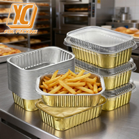 XC Y51 500ml Contenant alimentaire jetable en aluminium avec couvercle en PET, scellable par feuille, pour restauration rapide, qualité alimentaire