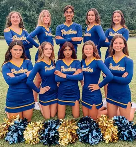 Icheerobics Custom Marineblauwe Middelbare School Cheer Uniform Sprite <span class=keywords><strong>Cheerleading</strong></span> Uniform Sets - Product Image 1