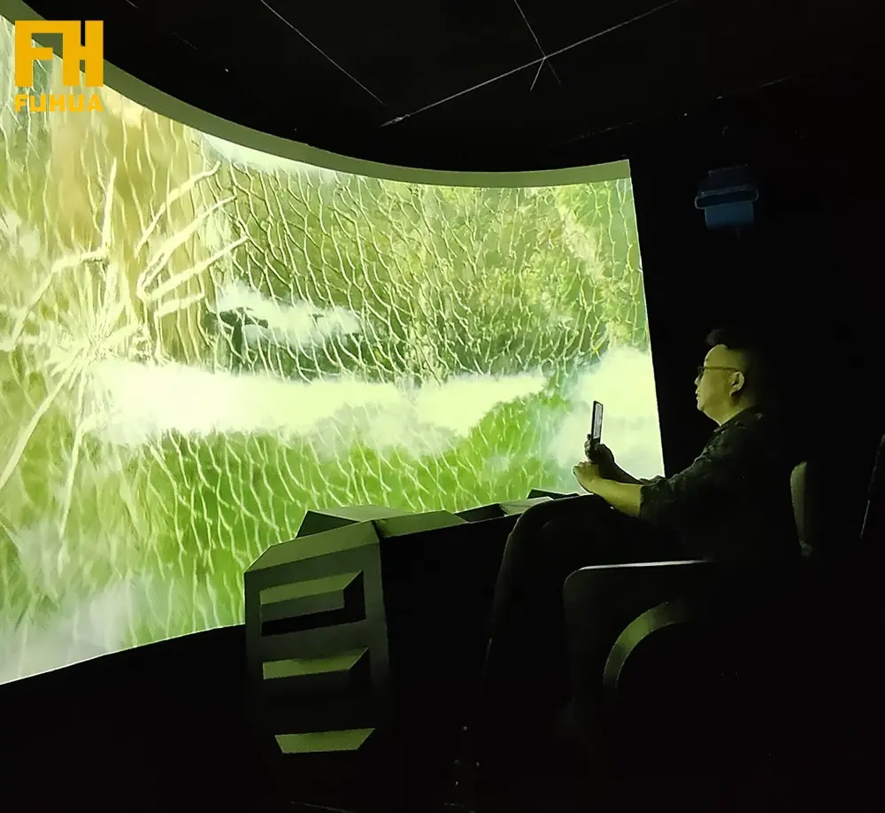 โรงภาพยนตร์3D ในสวนสนุก180องศา Immersive motiom แพลตฟอร์มโรงภาพยนตร์3D ตาเปล่า Arc Screen โคจรรอบ