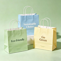 Sacs en papier d'art de luxe écologiques et durables, multi-styles, imprimés sur mesure, avec poignées en corde de coton et fermeture à bouton, biodégradables, vente en gros