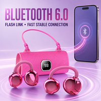 Écouteurs intra-auriculaires X22 OWS à conduction osseuse 6.0 ENC avec affichage numérique, anti-choc, ajustement auriculaire asiatique, étui LED rose