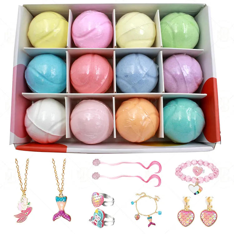 Bulk Organic Colorful Fizzy Coconut Oil Kit Set Bath Bombs With Sterling Silver Gemstone Jewelry Rings Inside Bath Bombs